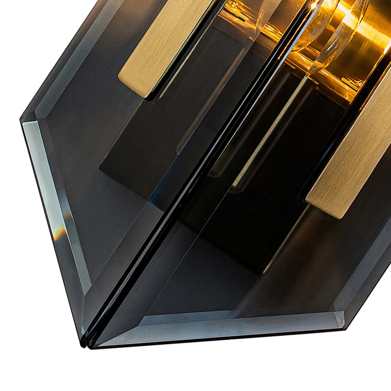 Magic city cross smoky glass panels wall lamp